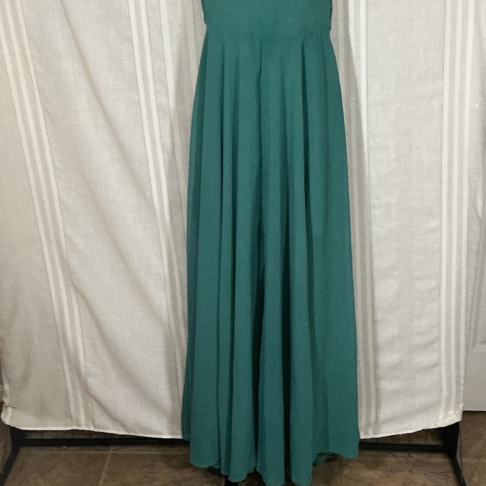 She + Sky Teal Green Maxi Dress Spaghetti Strap Flowy Sleeveless Size M - Picture 4 of 9